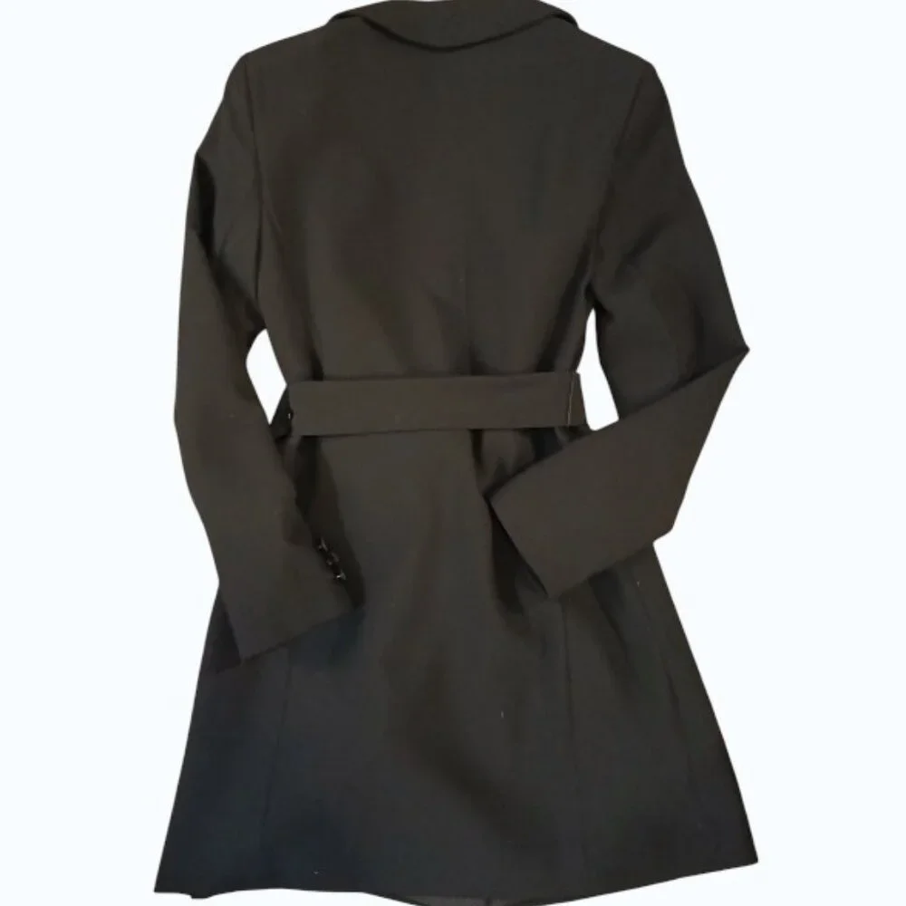 TOPSHOP Black Longline Dress Coat 2 - Picture 2 of 10